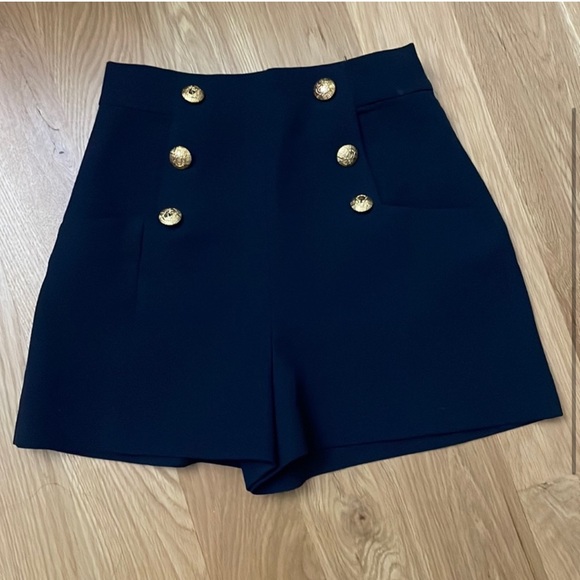 ZARA BALMAIN STYLE DOUBLE BREASTED BLAZER AND SHORTS GOLD BUTTONS - Picture 3 of 15